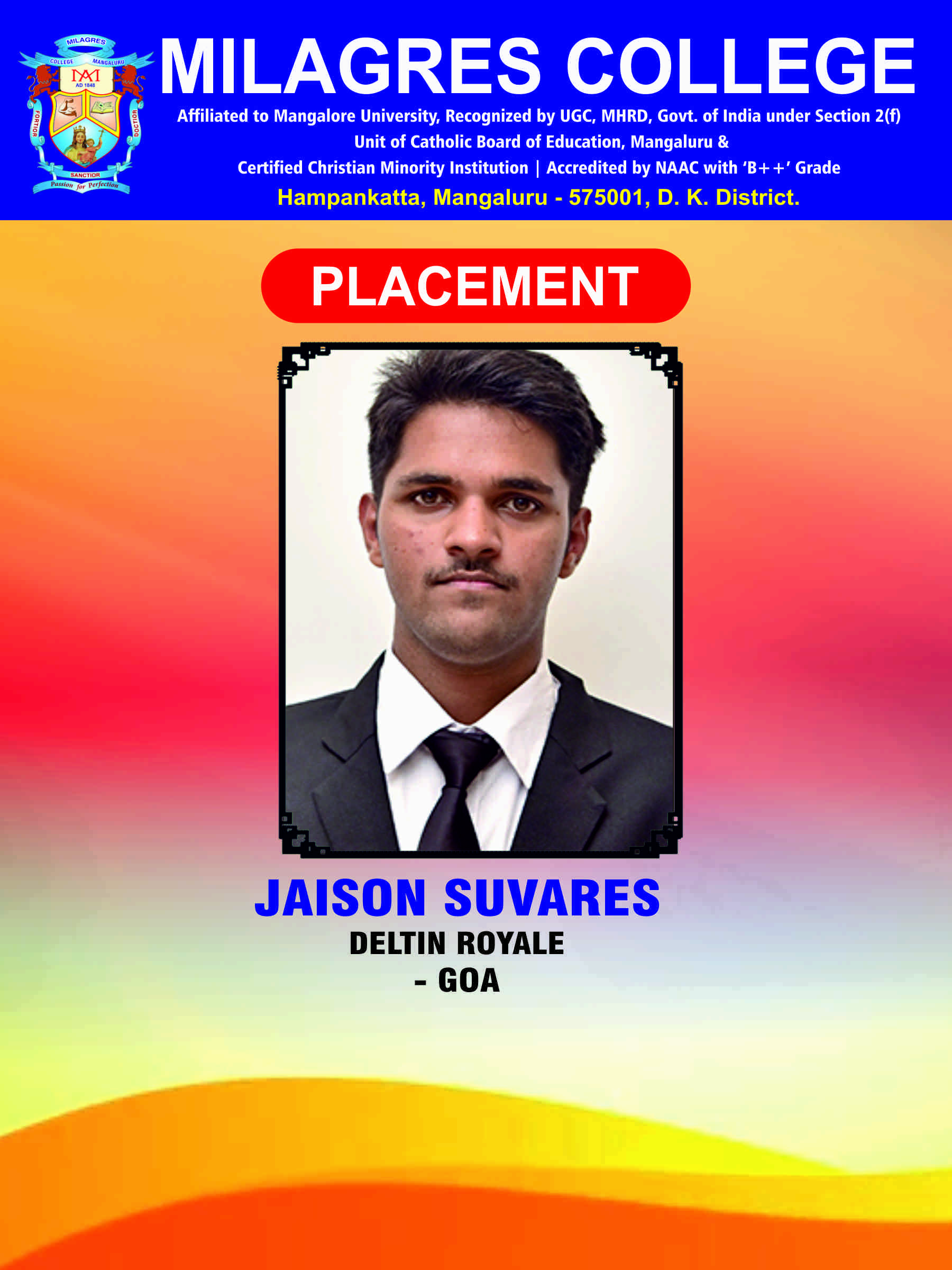 Successfully placed student